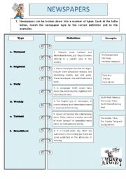 English Worksheet: Newspaper Worksheet