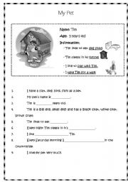 English Worksheet: My Pet