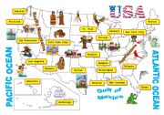 English Worksheet: USA-map