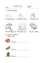 English Worksheet: English test- 2nd grade