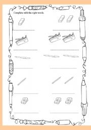 English Worksheet: school things