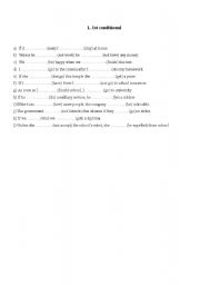 English worksheet: 1st conditional test