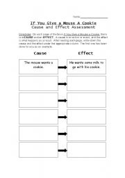 English Worksheet: Cause and Effect Graphic Organizer: If You Give a Mouse a Cookie