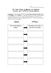 English worksheet: Cause and Effect Graphic Organizer: If You Give a Mouse a Cookie