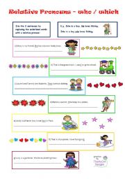 English Worksheet: relative pronouns - who, which