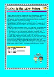 English Worksheet: Going to the USA- Future structures
