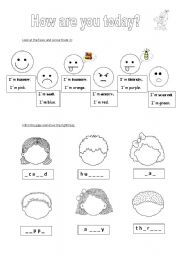 English Worksheet: How are you today?