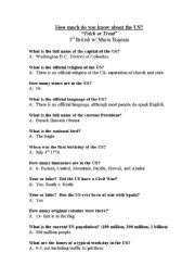 English Worksheet: How much do you know about the US?