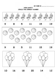 English Worksheet: HOW MANY?    CIRCLE THE NUMBER