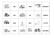 English Worksheet: memory game or picture match with means of transportation