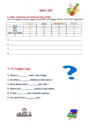 English worksheet: SOME/ANY