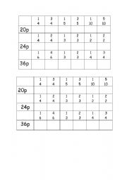 English worksheet: Fractions of money 