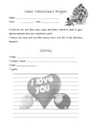 English worksheet: Valentines Day