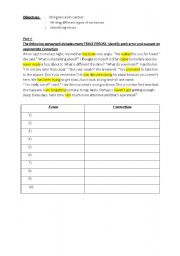 English Worksheet: error identification