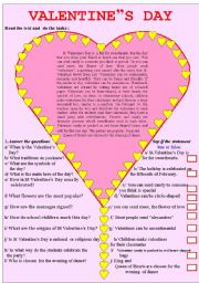 English Worksheet: this  worksheet dedicated to the nice Holiday- St/ Valentines Day!