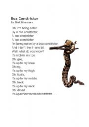 English Worksheet: Shel Silversteins Boa Constrictor
