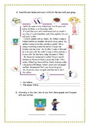 English Worksheet: Reading and comprehension - personal information
