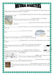 English Worksheet: THE ENVIROMENT: NATURAL DISASTERS