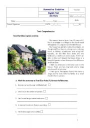 English Worksheet: English 6th form test