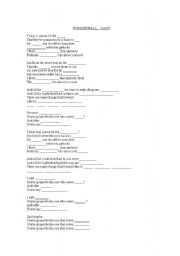 English Worksheet: Wonderwall Lyrics
