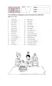 English Worksheet: plurals