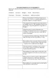 English worksheet: English Terminology 2