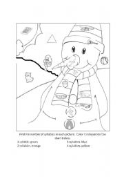 English Worksheet: syllables coloring page