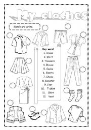 English Worksheet: My clothes