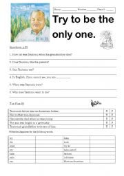 English worksheet: Try to be the only one.