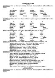 English worksheet: exercises for grade 9