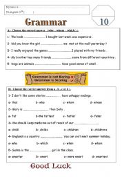 English Worksheet: Grammar