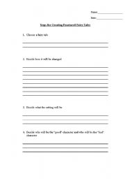 English worksheet: Creating fractured fairy tales