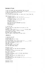 English Worksheet: filling in the gap lyrics