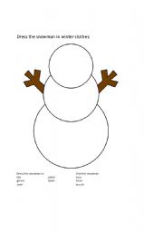 English Worksheet: Dress the snowman in winter clothes