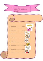 English Worksheet:  CAN I HAVE SOME..., PLEASE?