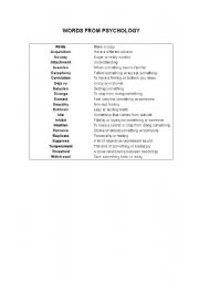 English Worksheet: Psychology words