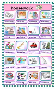 English Worksheet: housework pictionary