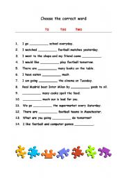 English worksheet: Choose the correct 2 word!