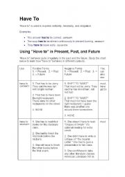 English Worksheet: Modal verbs: Have To