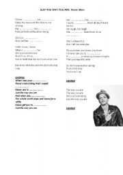English Worksheet: Just the way you are, Bruno Mars