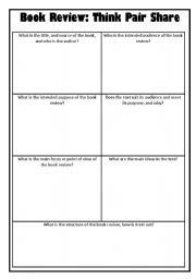 English Worksheet: Book review think pair share 