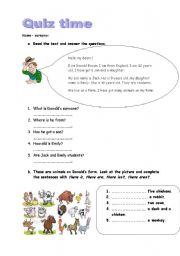 English Worksheet: revision test for 4th grade