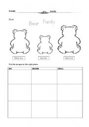 English Worksheet: Goldilocks and Three Little Bears