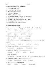 English Worksheet: exam (worksheet) for 6 grade