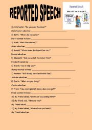 English Worksheet: REPORTED SPEECH QUESTIONS