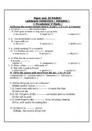 English Worksheet: exercices for grade seven