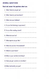 English worksheet: Modals, possessives, present simple, times, 