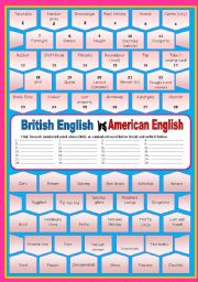 English Worksheet: British English versus American English (with key)