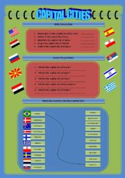 English Worksheet: Countries and Capital Cities