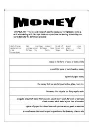 English Worksheet: Vocabulary: MONEY 